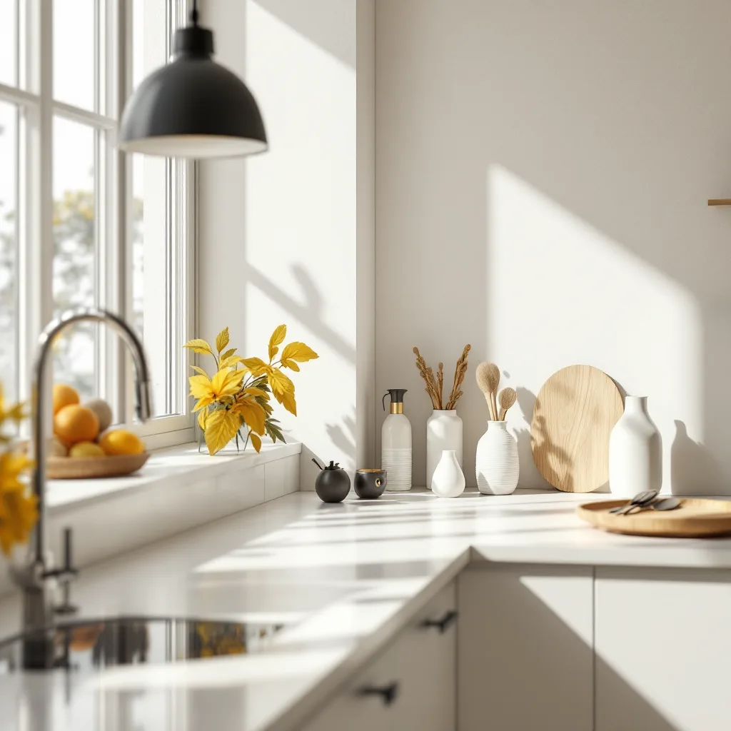Detail render of a staged modern kitchen
